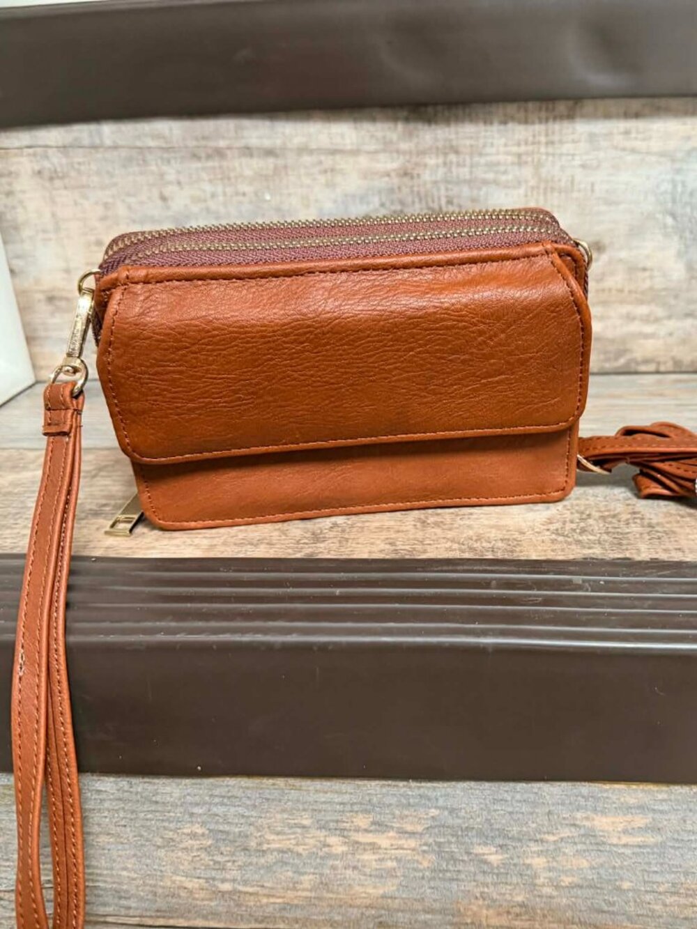 NGIL Brown Crossbody Wallet Bag with Detachable Strap